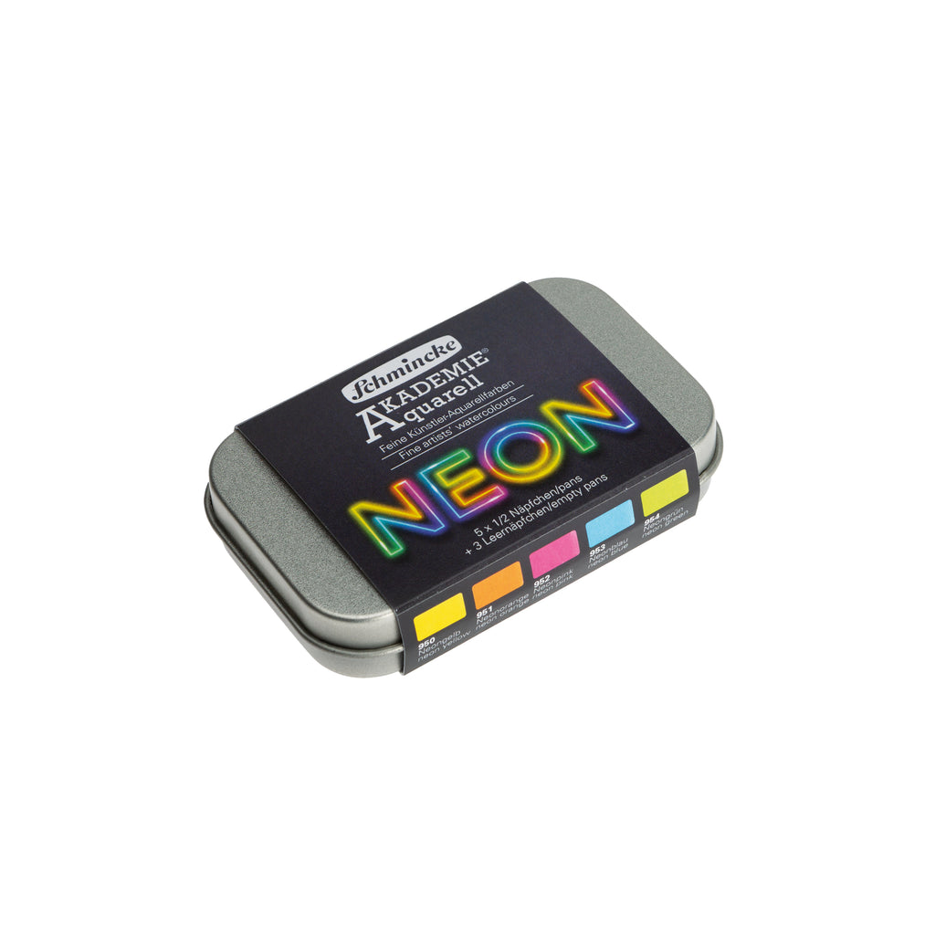 Aquarel neon watercolor doosje tin verf schilderen verven
