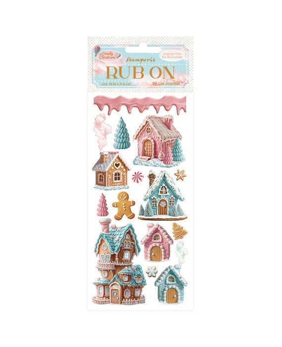 Stamperia Rub-on - Candy Christmas Marzipan Houses (DFLRB176) Stamperia