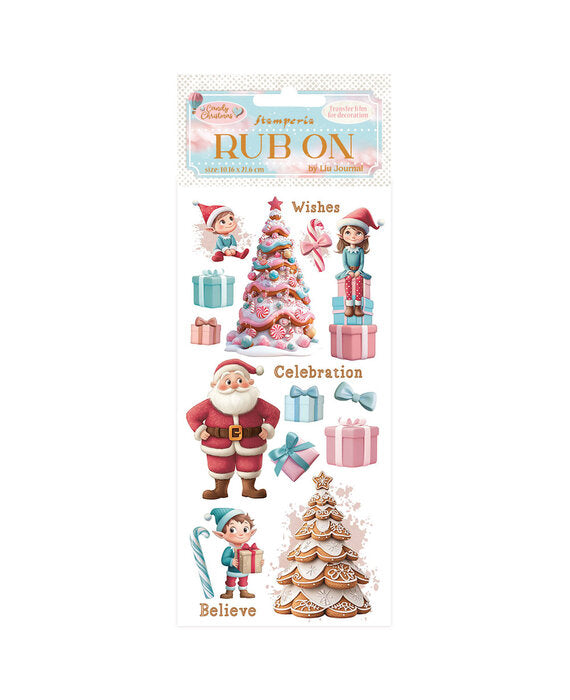 Stamperia Rub-on - Candy Christmas Santa (DFLRB173) Stamperia