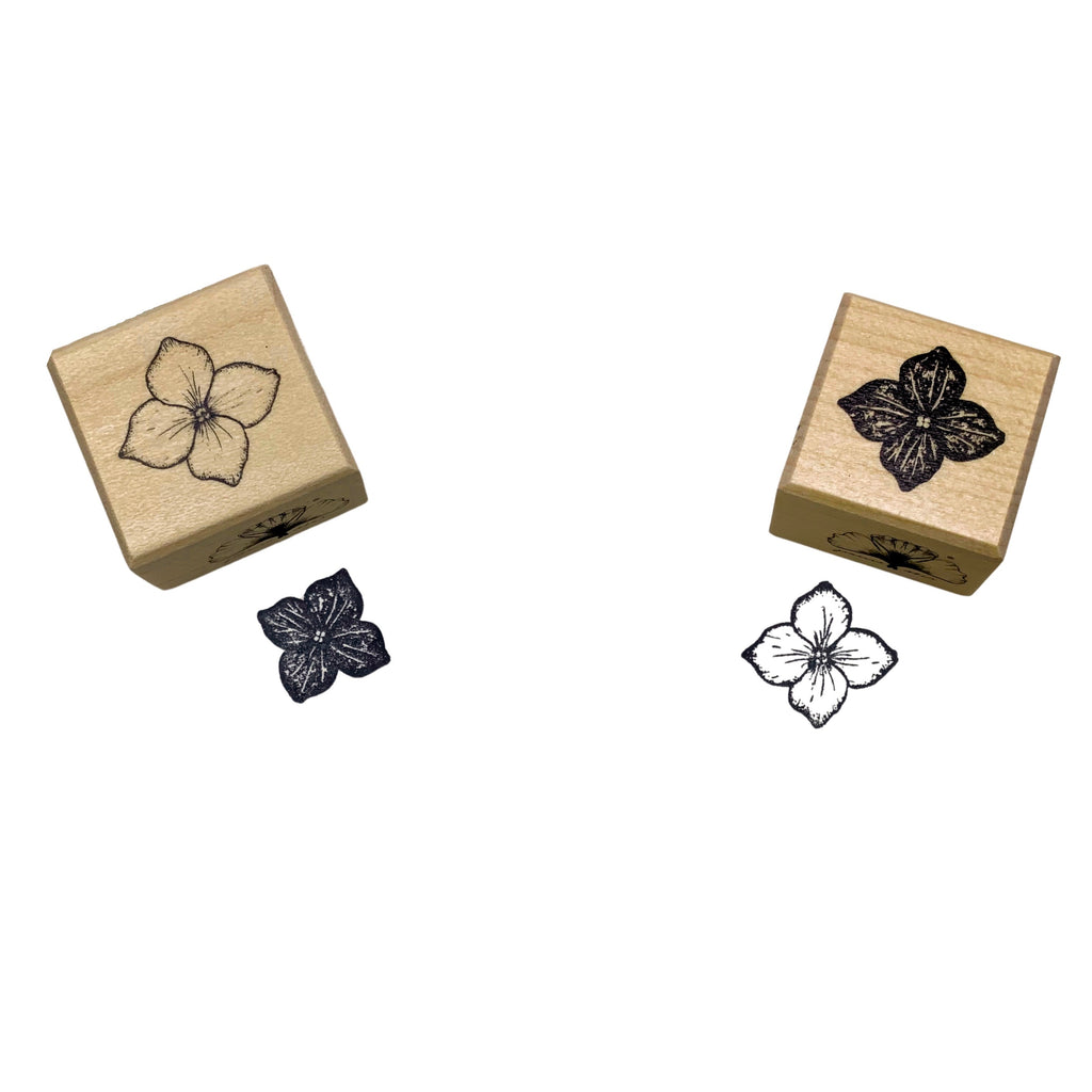 Houten stempel hortensia bloemen set