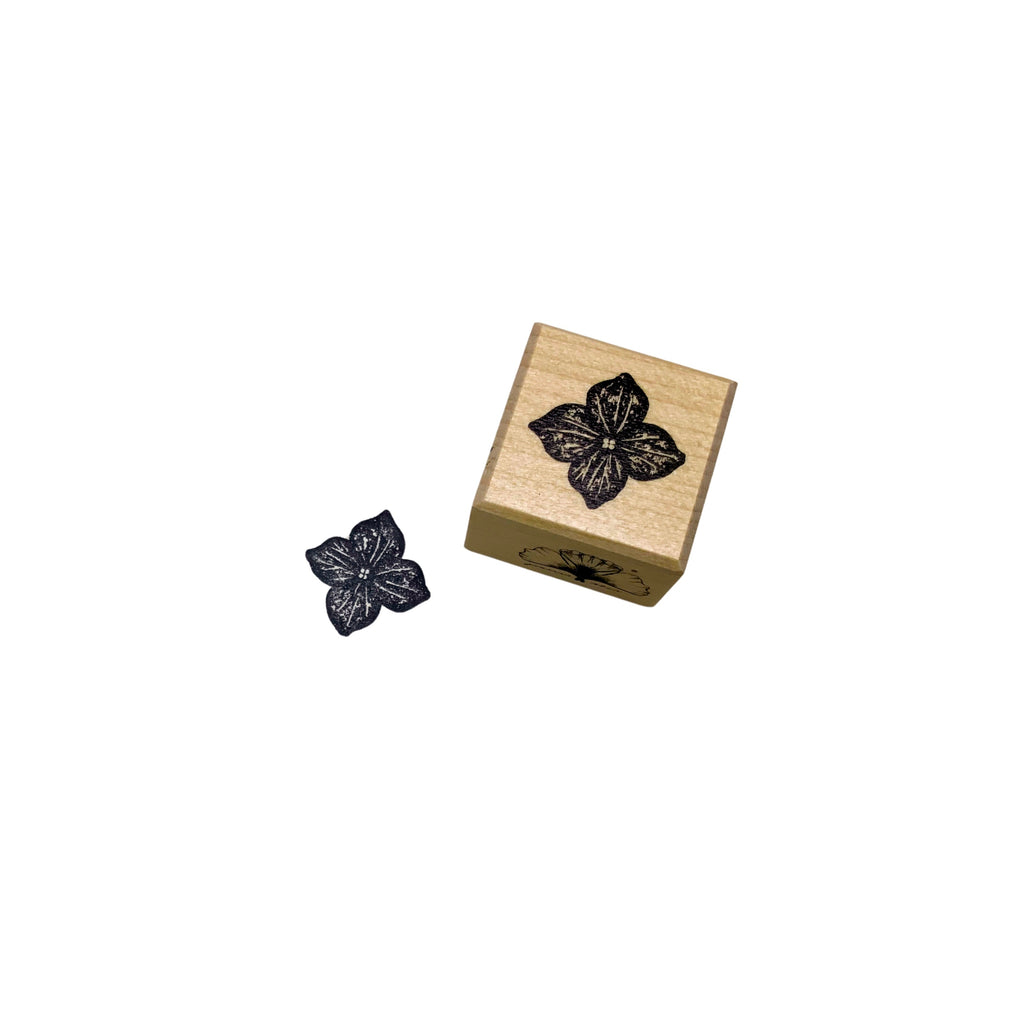 Houten stempel hortensia donker bloem