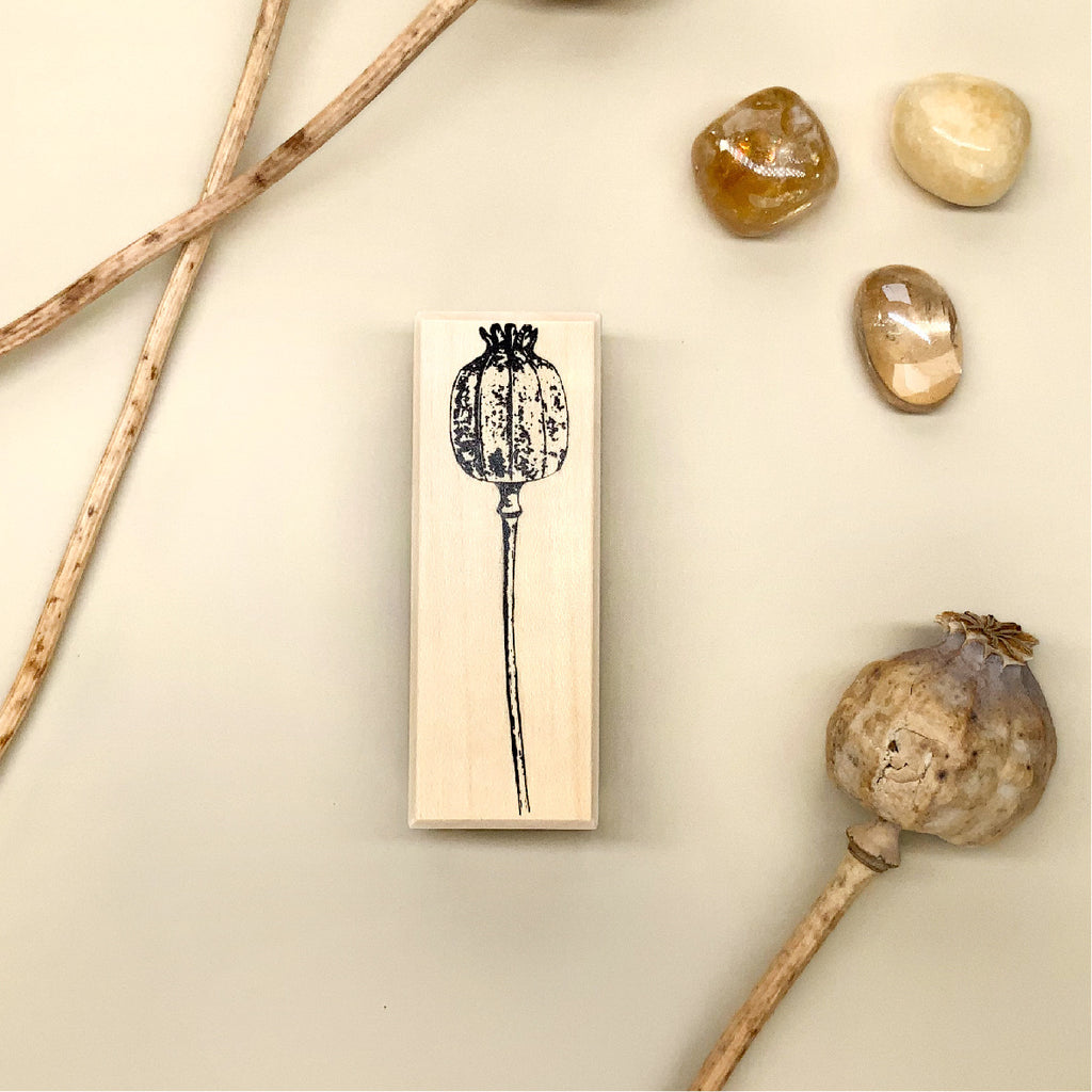 Houten stempel papaver