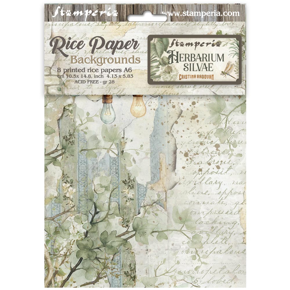 Stamperia Rice Paper -  Herbarium Silvae A6 Backgrounds (DFSAK6048) Stamperia