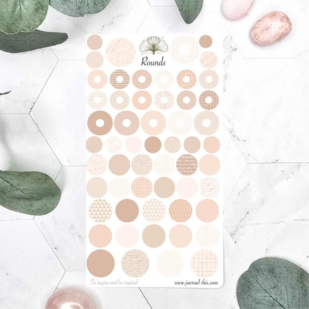 Journal planner stickers paddenstoelen bruin nude  herfst rondjes dots stippen