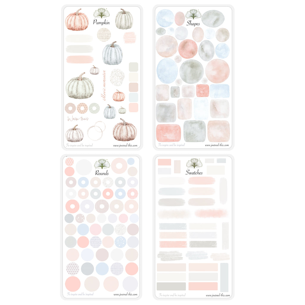 Journal planner stickers pompoenen pastel herfst Set