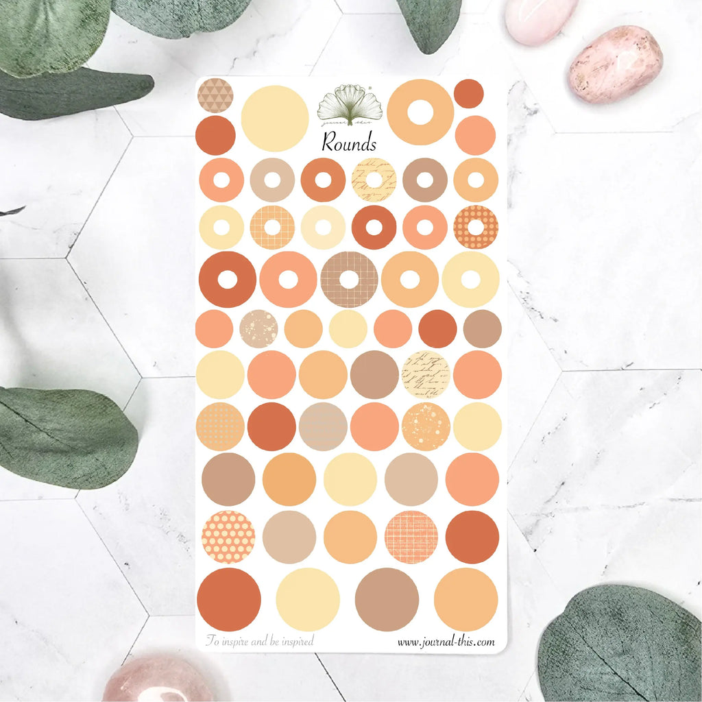 Journal planner stickers pompoenen dots stippen ronde oranje geel herfst