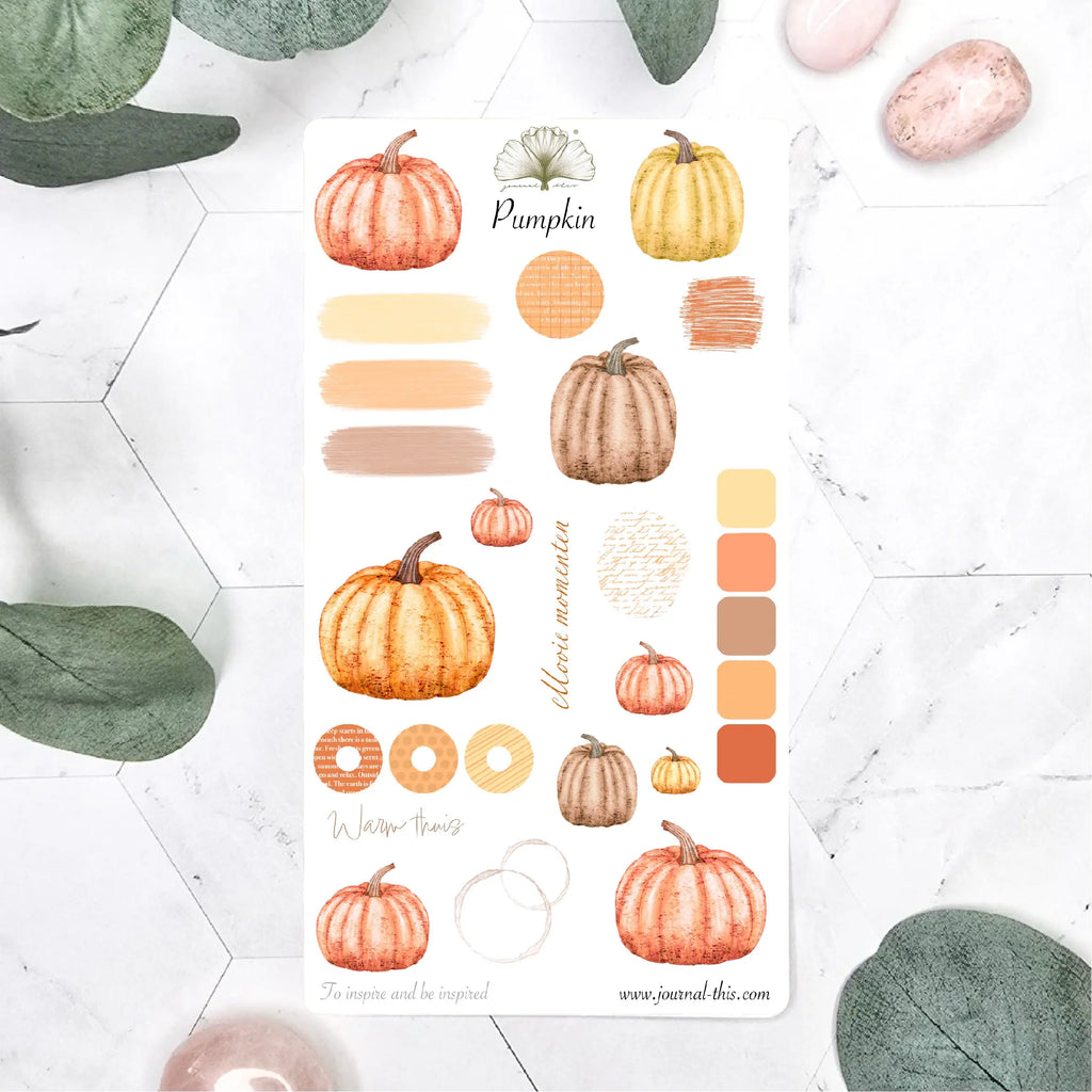 Journal planner stickers pompoenen oranje geel herfst