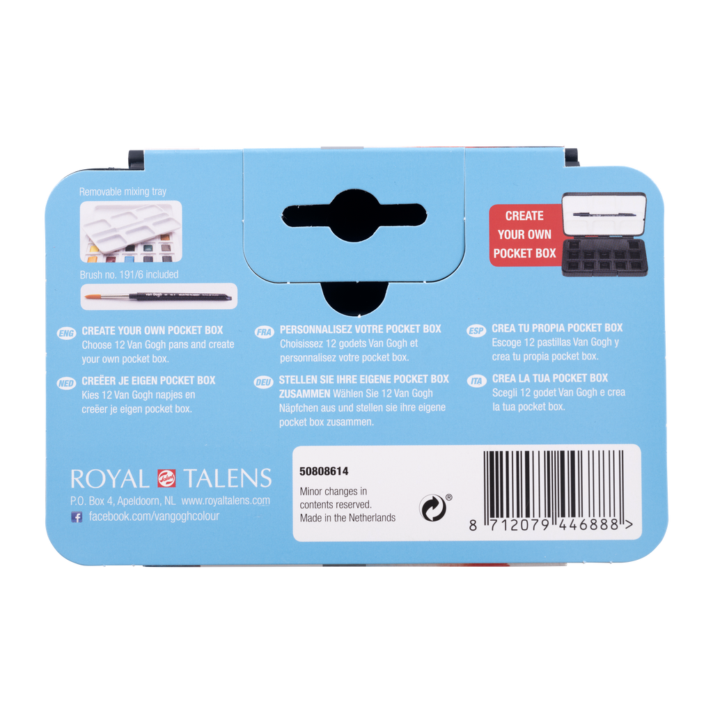Van Gogh lege Pocketbox voor aquarelverf + reispenseel! Royal Talens