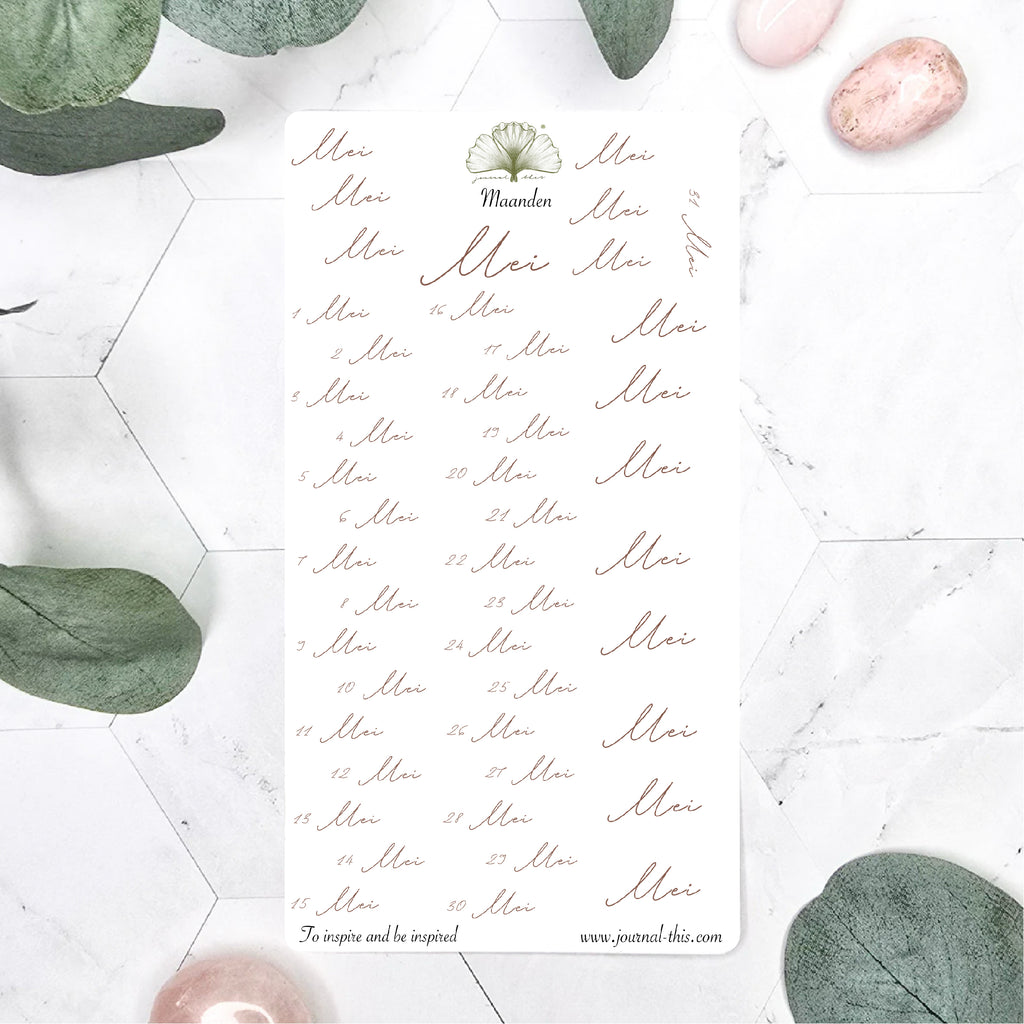 Mei planner sticker maanden datum agenda bruine