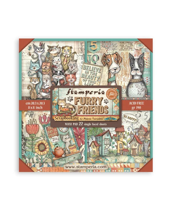 Stamperia papierblok - Furry Friends Single Face (SBBSXB18) Stamperia
