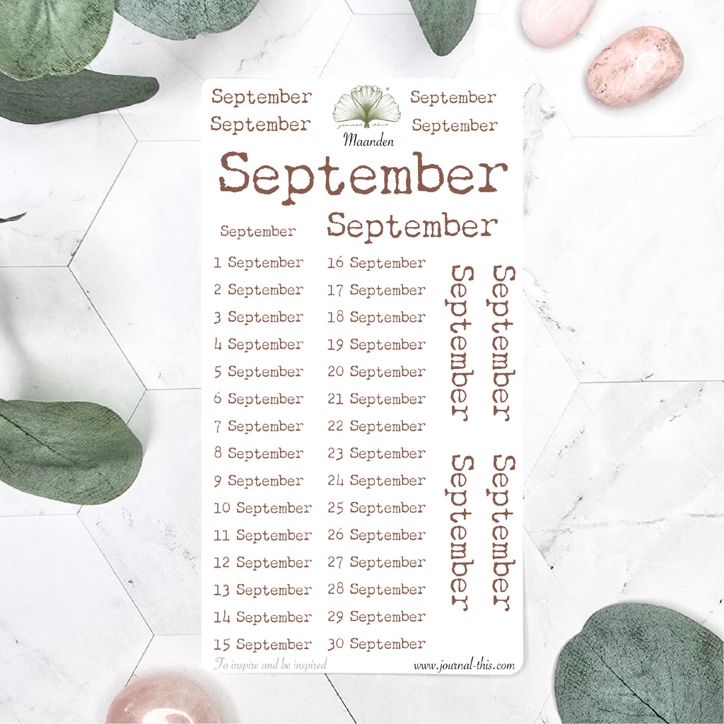 Planner journal bujo date agenda datum maand bruine