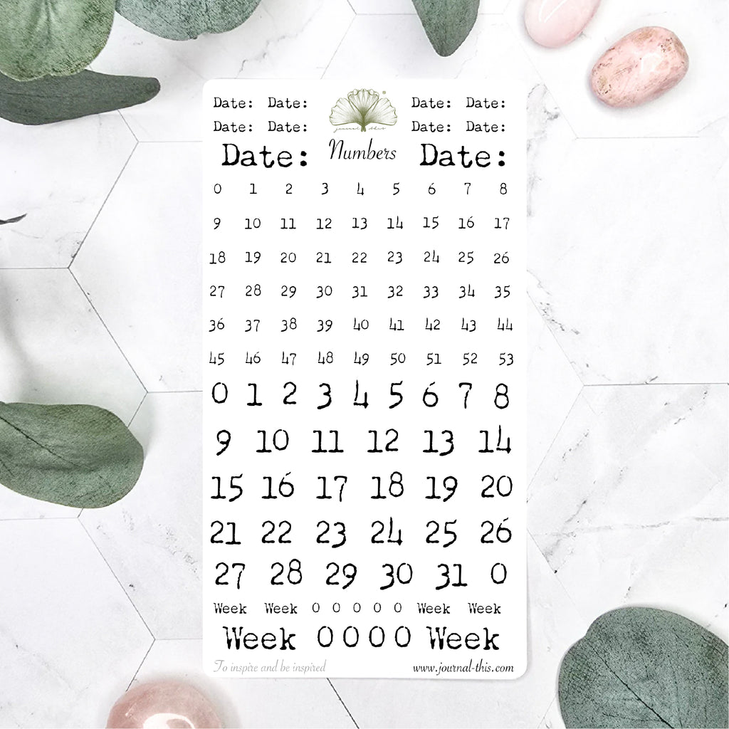 Planner Stickers - Nummers Lettertype 1 Journal This