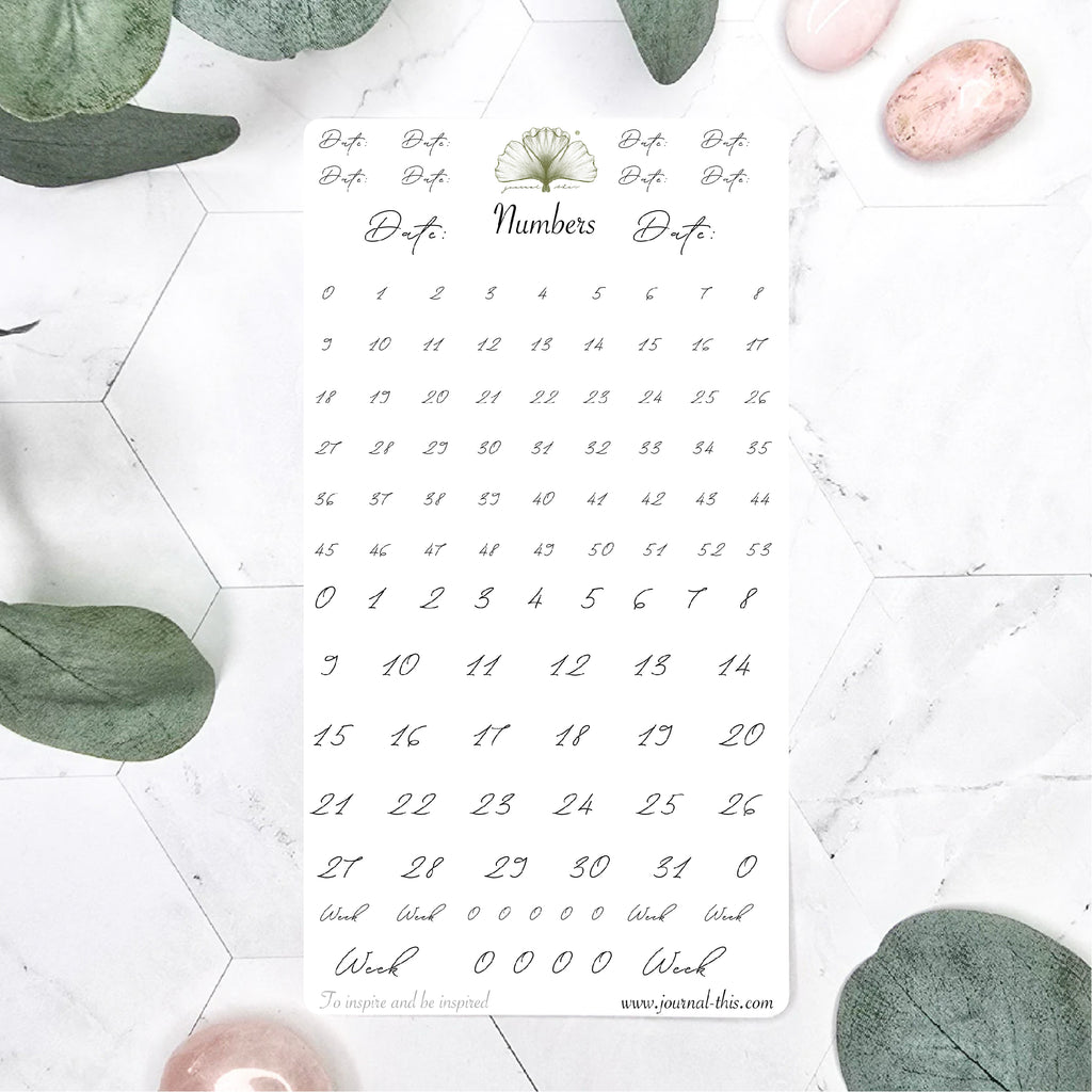 Planner stickers - Nummers Lettertype 2 Journal This