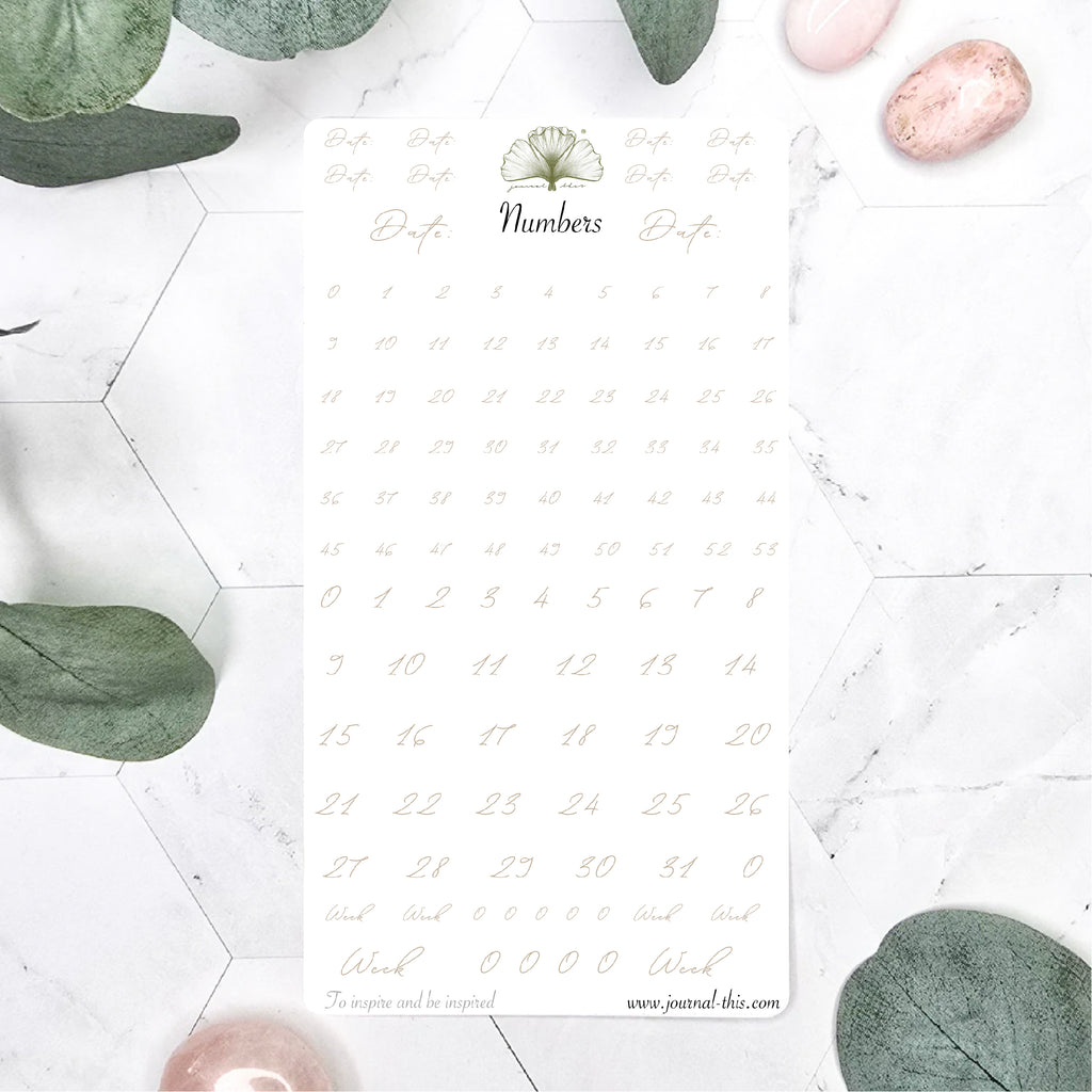 Planner stickers - Nummers Lettertype 2 Journal This