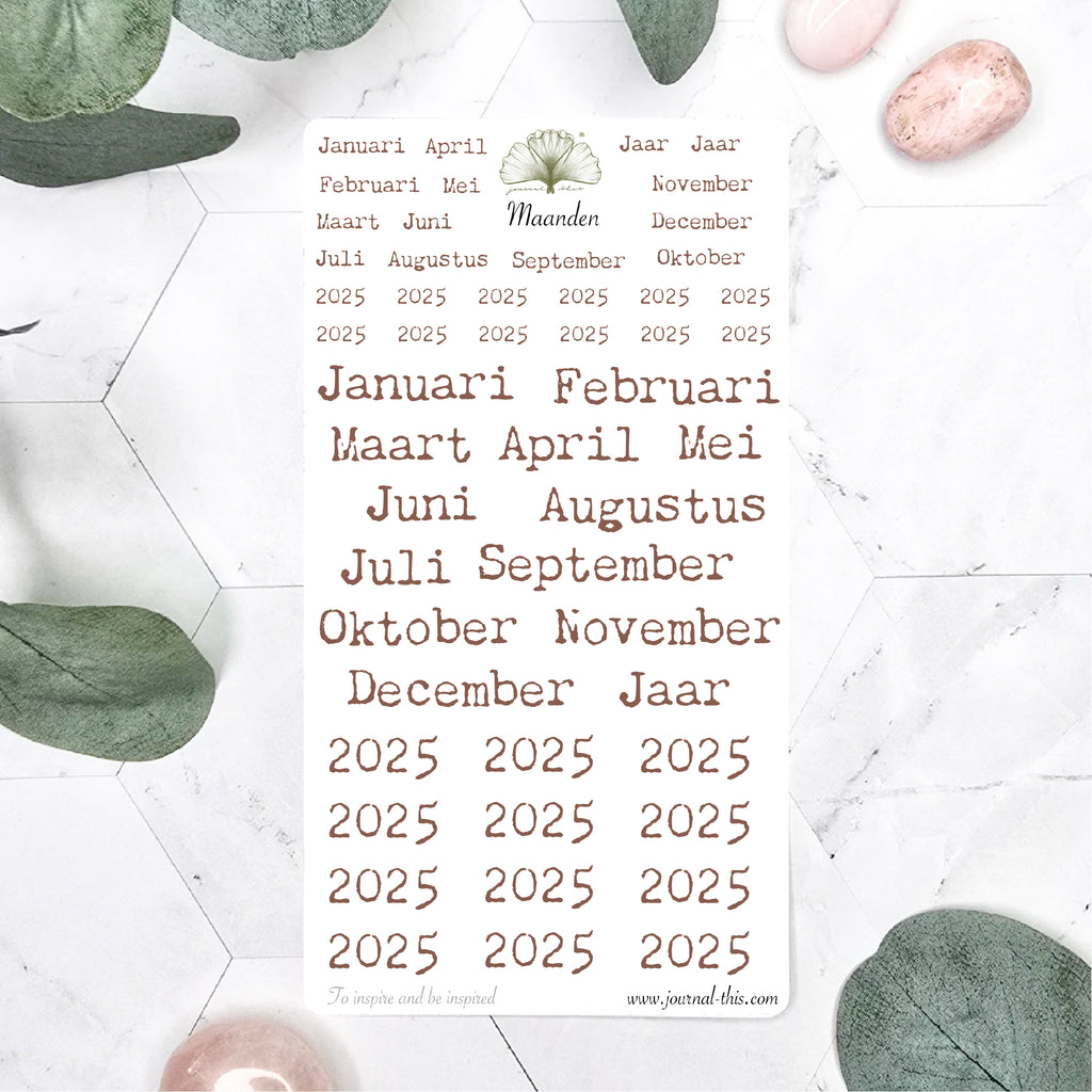 Planner stickers - Alle maanden Lettertype 1 Journal This