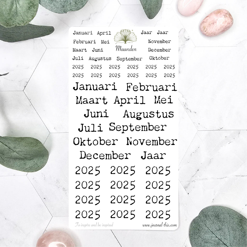 Planner stickers - Alle maanden Lettertype 1 Journal This