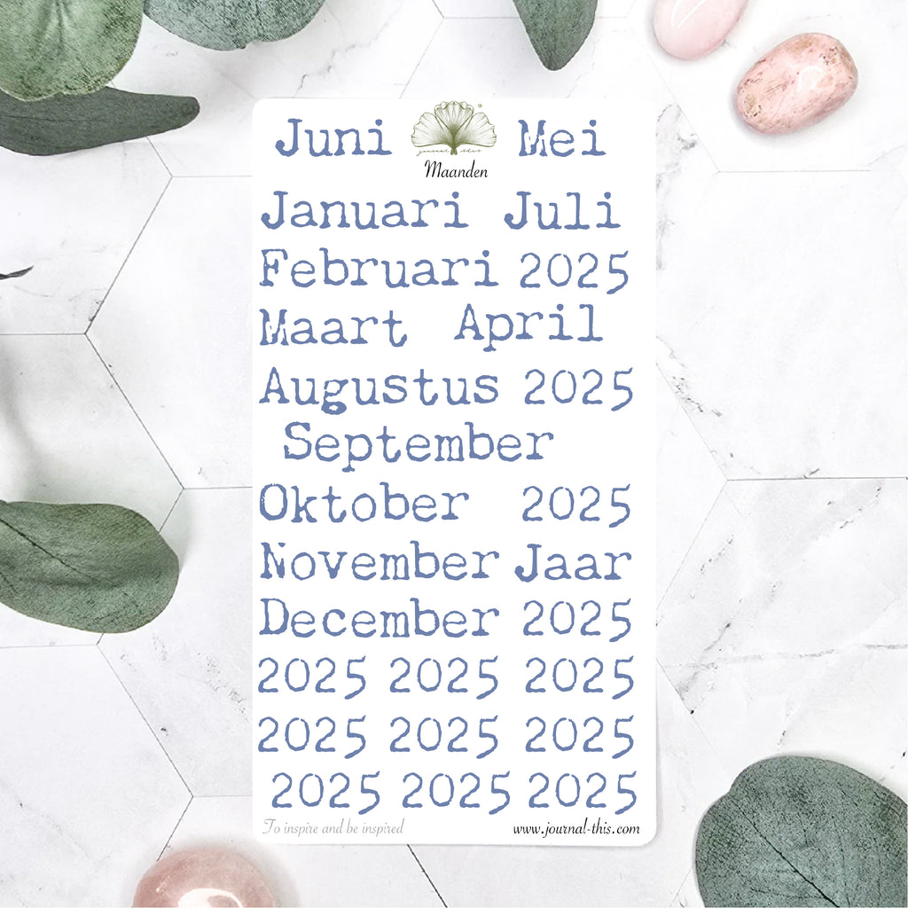 Planner stickers - Alle maanden XL Lettertype 1 Journal This