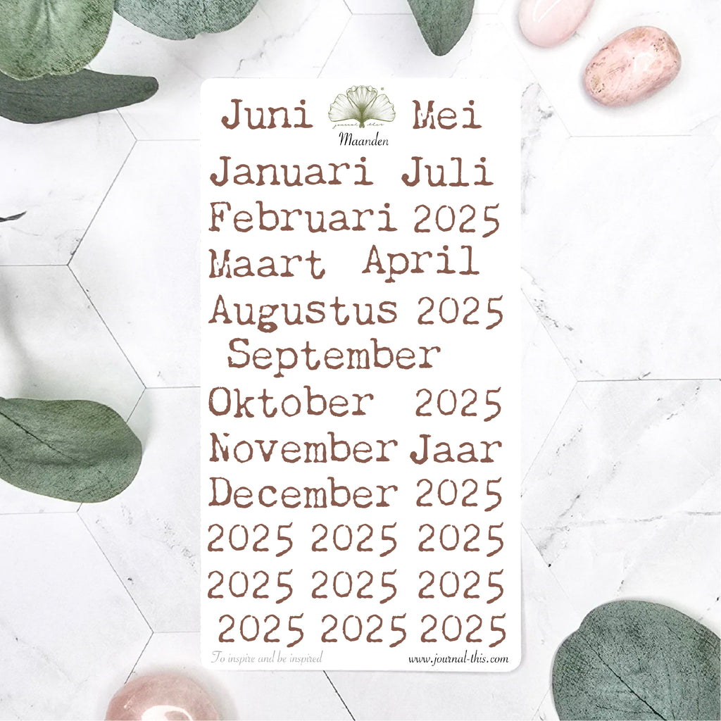 Planner stickers - Alle maanden XL Lettertype 1 Journal This