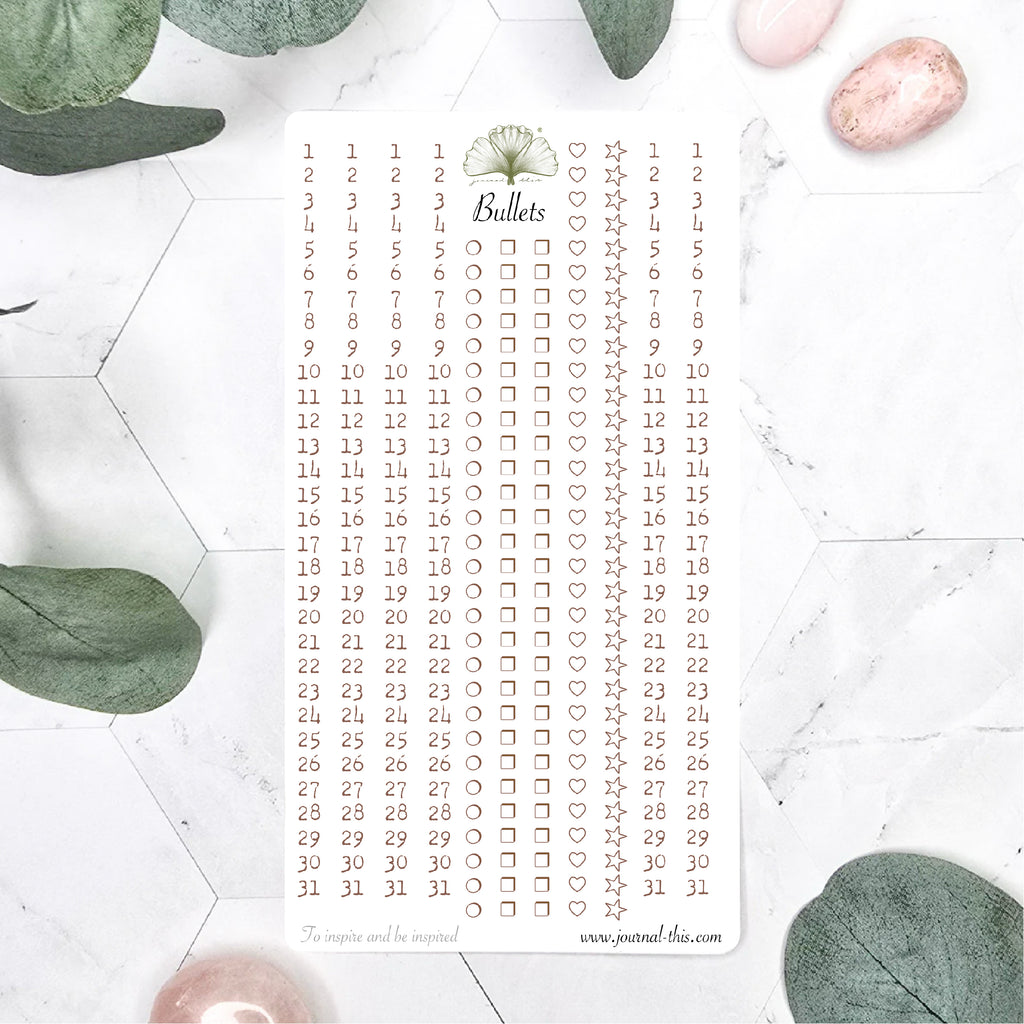 Planner stickers - Bullets Lettertype 1 Journal This