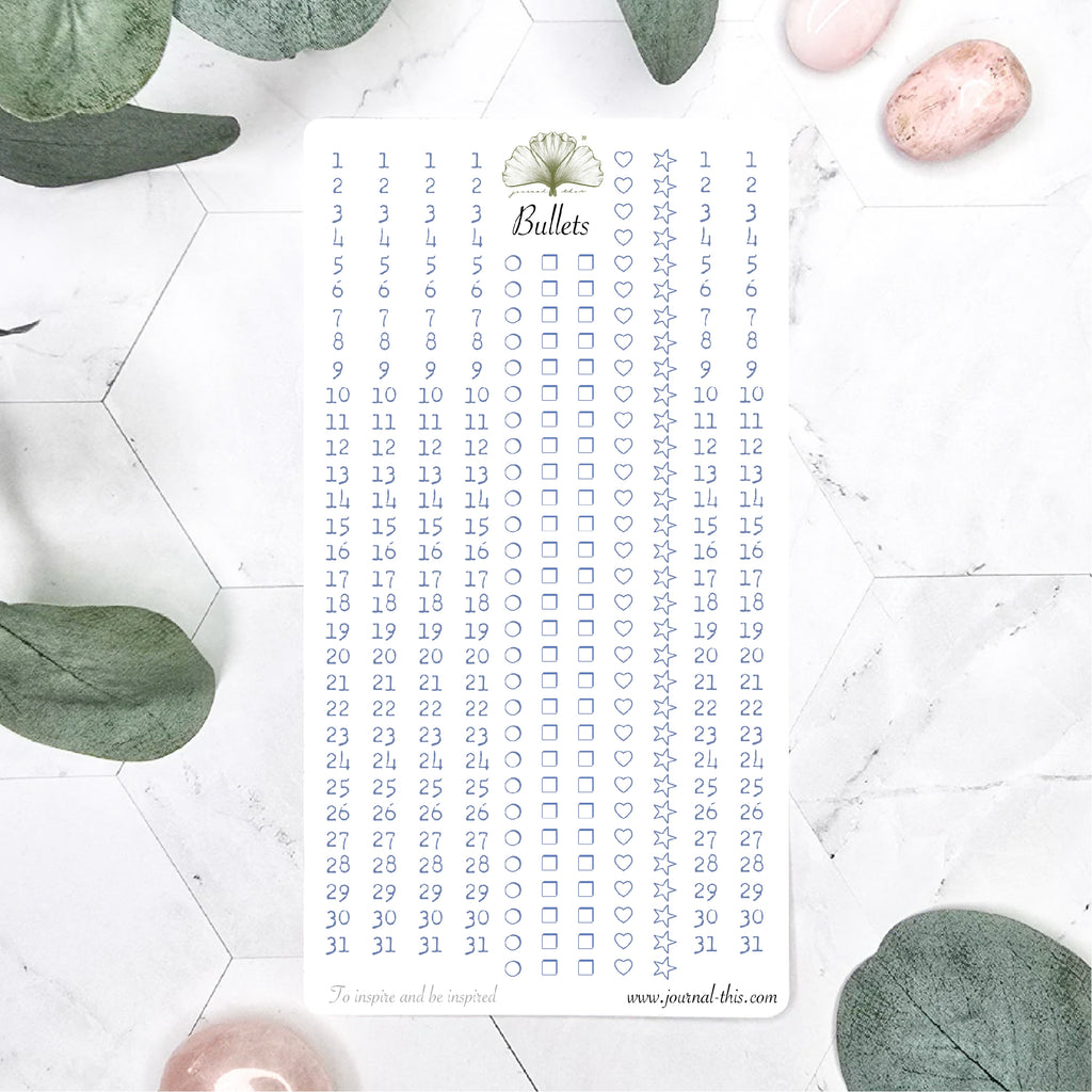 Planner stickers - Bullets Lettertype 1 Journal This