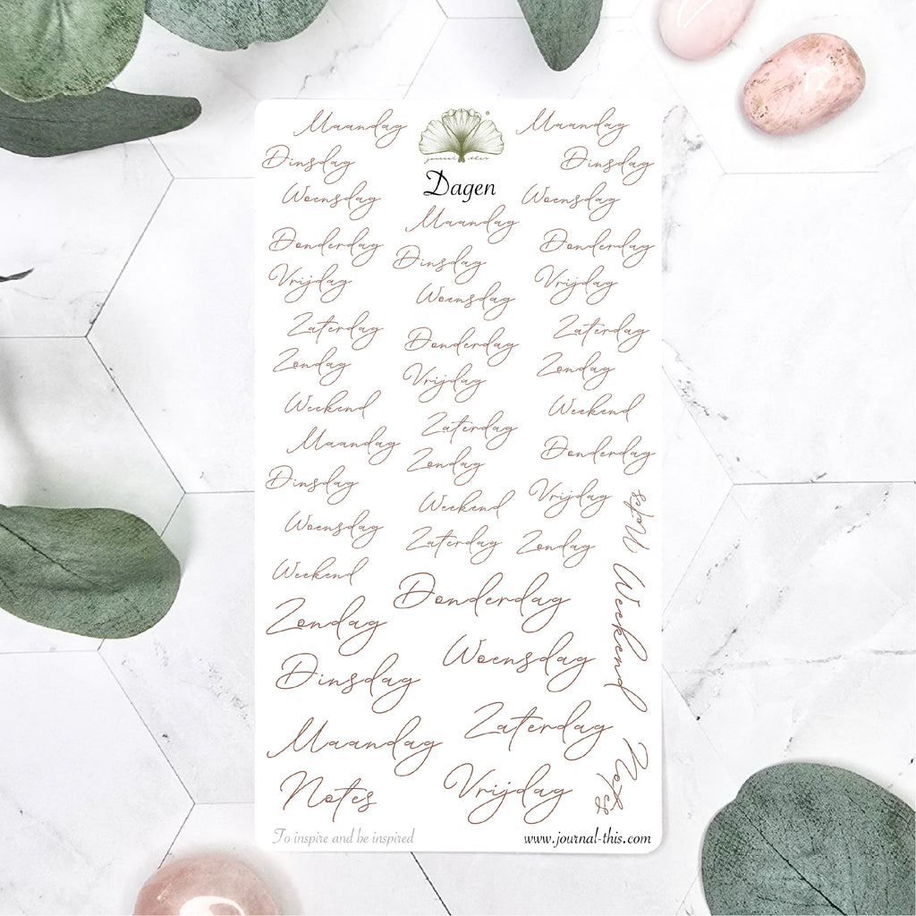 Planner stickers - Dagen Lettertype 2 Journal This