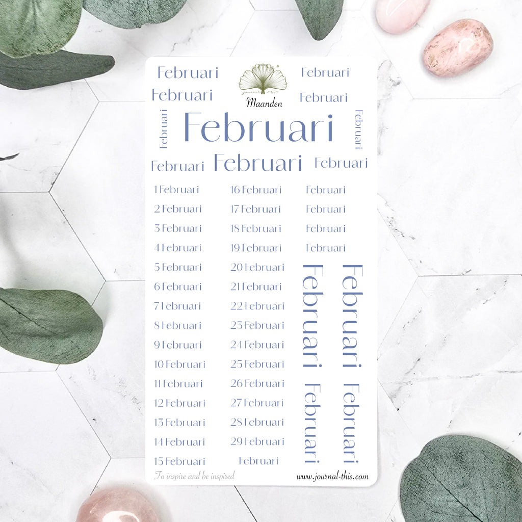 Planner_stickers_datum_nummers_cijfers_maanden_jaartal_week_bullet_journal_planning_Agenda_februari blauw