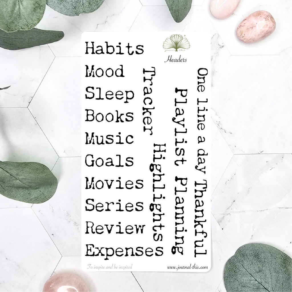 Planner Stickers - Headers Lettertype 1 Journal This