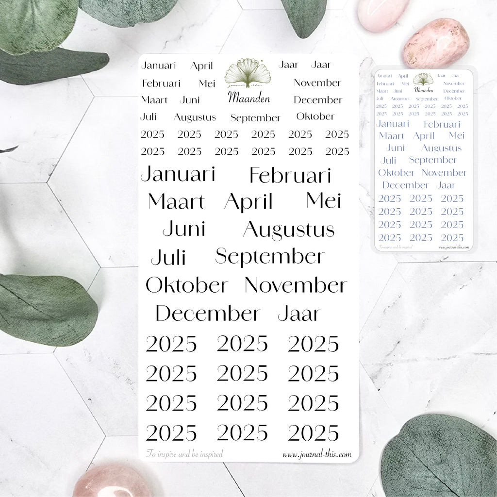 Planner stickers nummers cijfers maanden jaartal week bullet journal planning Agenda