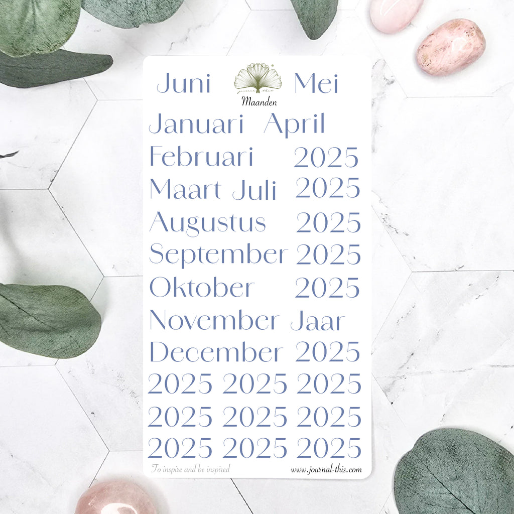 Planner stickers nummers cijfers maanden jaartal week bullet journal planning Agenda Grote xl