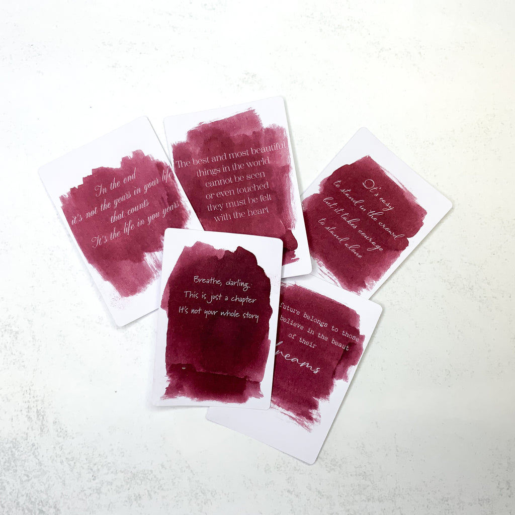 Quote swatch kaartjes card spreuk inkt watercolor reveal Set Kleuren prompt