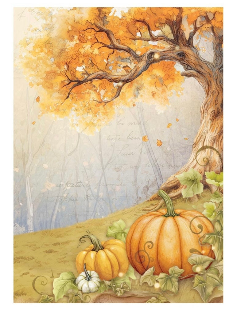 Rijstpapier decoupage Rub on sprookje stamperia herfst paddenstoelen blaadjes dennenappels Boom Takken Kabouter Fee 1