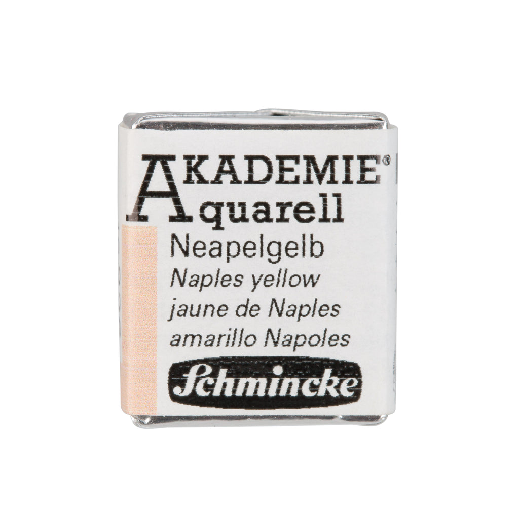 Schmincke Akademie aquarel waterverf doos watercolour limited edition doosje napje pan set Naples yellow geel