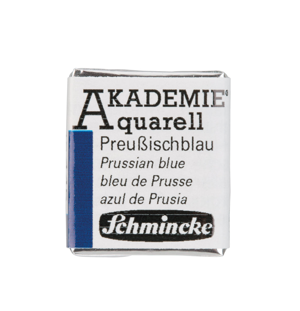 Schmincke Akademie aquarel waterverf doos watercolour limited edition doosje napje pan set Prussian blue blauw