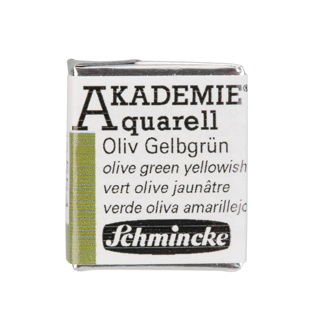 Schmincke Akademie aquarel waterverf doos watercolour limited edition doosje napje pan set olive green yellowish groen