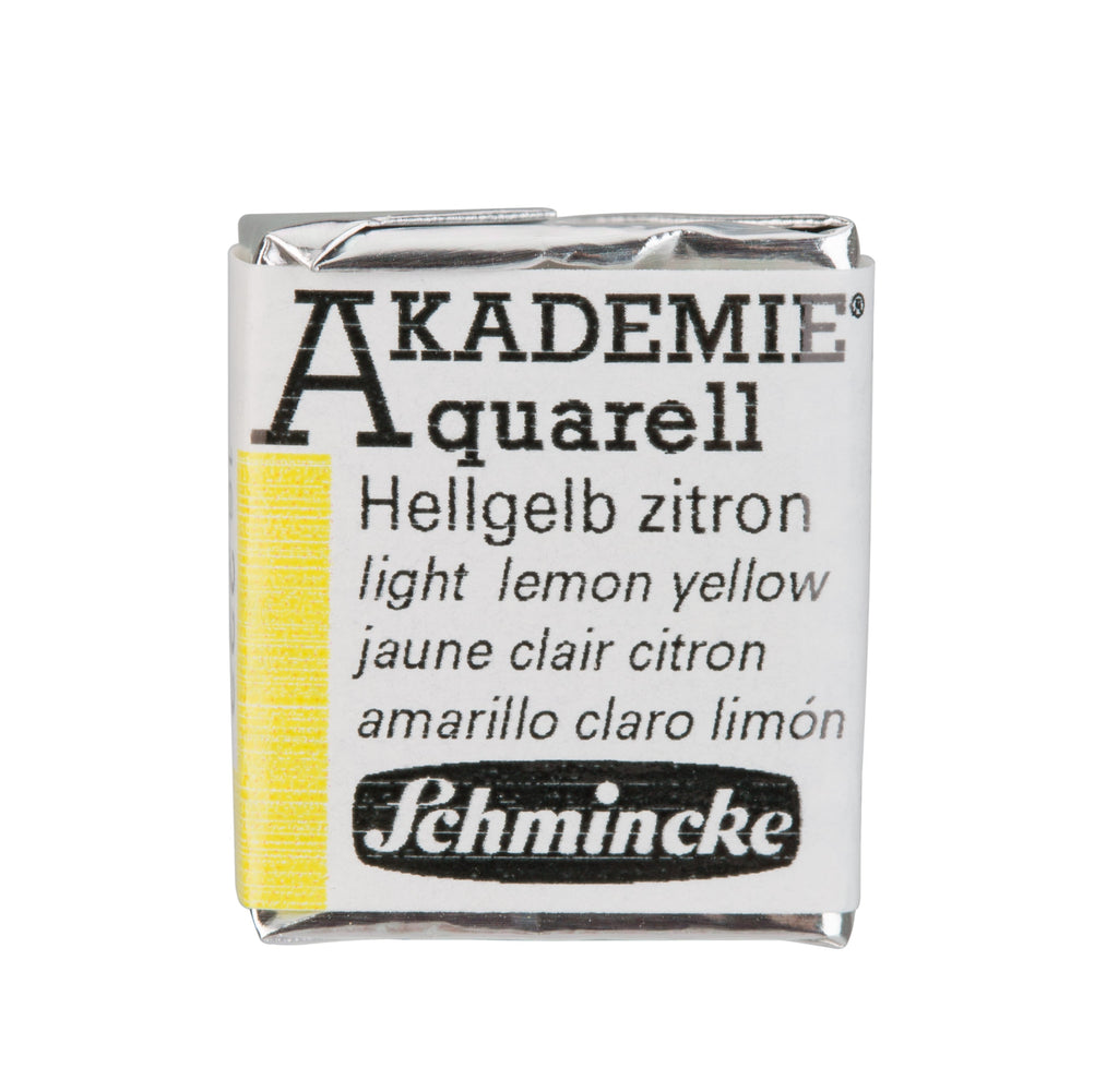 Schmincke Akademie aquarel waterverf watercolour light lemon yellow geel napje pan