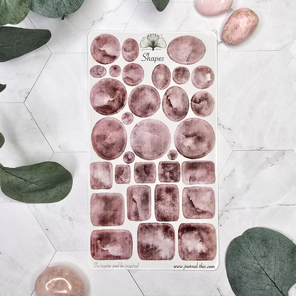 Shapes stickers watercolor planner bordeaux rood