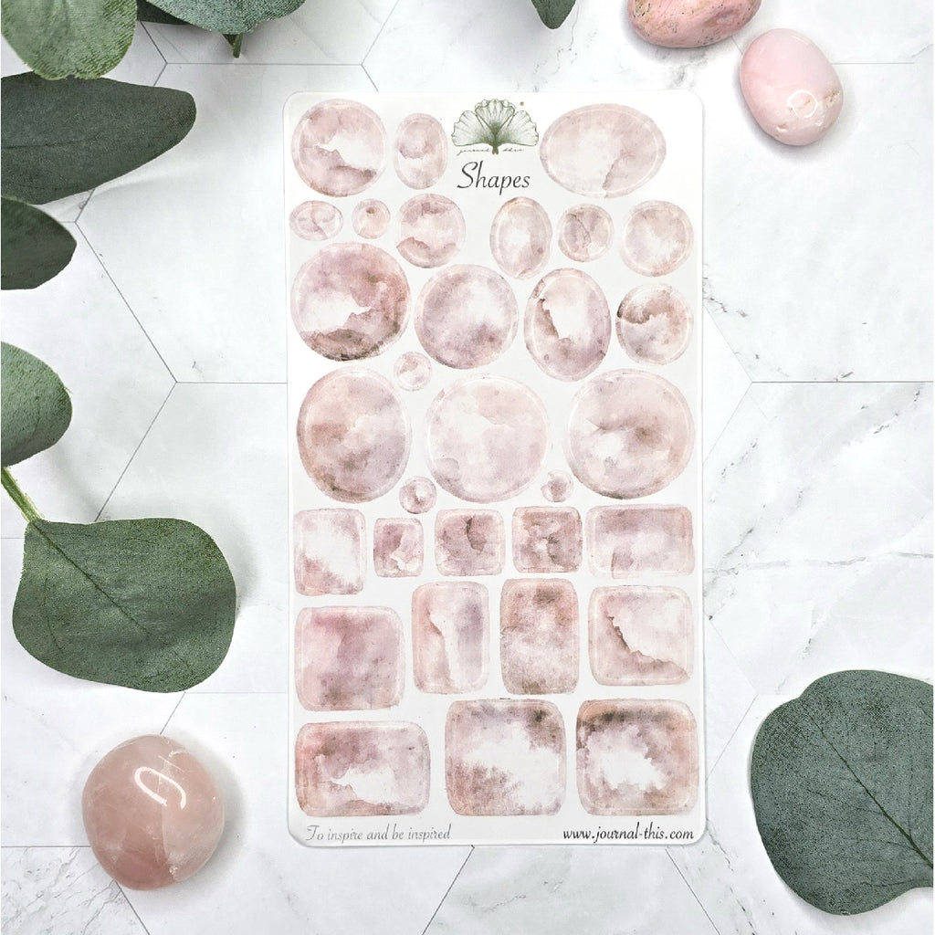 Shapes stickers watercolor planner roze