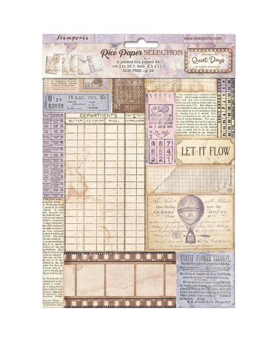 Stamperia Rice Paper Set - Quiet Days A4 selection (DFSA4XQD) Stamperia