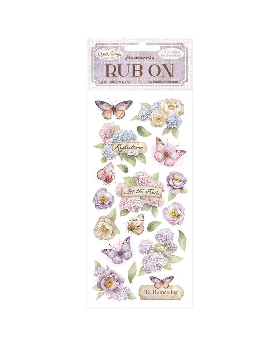Stamperia Rub-on - Quiet Days Hydrangea and Butterfly (DFLRB202) Stamperia