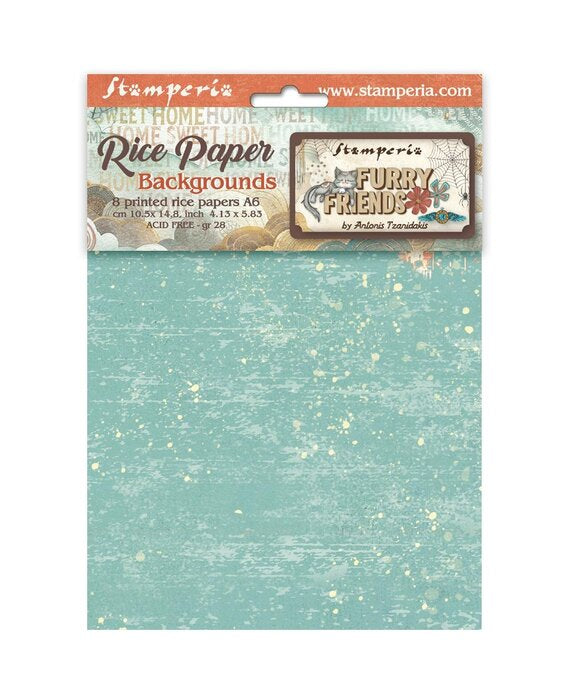 Stamperia Rice Paper - Furry Friends A6 Backgrounds (DFSAK6046) Stamperia