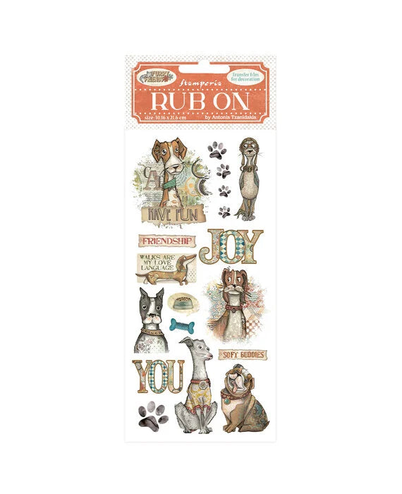 Stamperia Rub-on - Furry Friends Dog (DFLRB196) Stamperia