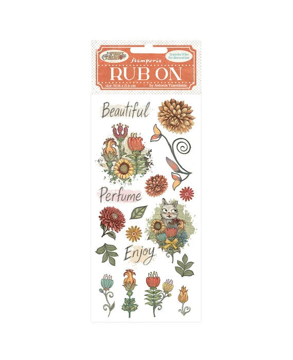 Stamperia Rub-on - Furry Friends Flowers (DFLRB200) Stamperia