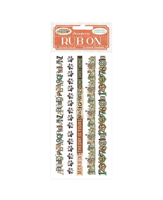 Stamperia Rub-on - Furry Friends Stripes (DFLRB201) Stamperia