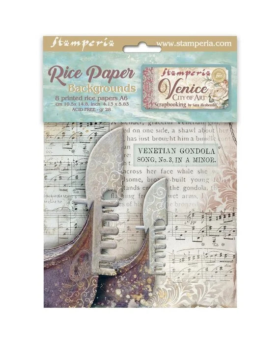 Stamperia Rice Paper - Venice City of Art Backgrounds A6 (DFSAK6042) Stamperia
