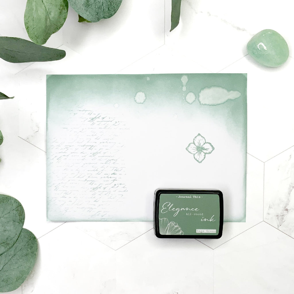 Stempel_inkt_knutsel_distress_effect_elegance_journal groen oud vintage