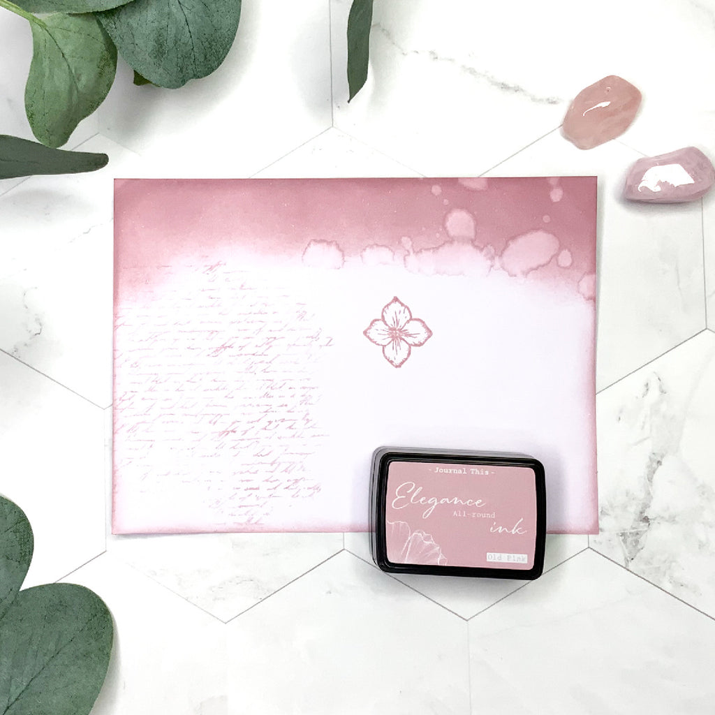 Stempel_inkt_knutsel_distress_effect_elegance_journal roze oud vintage