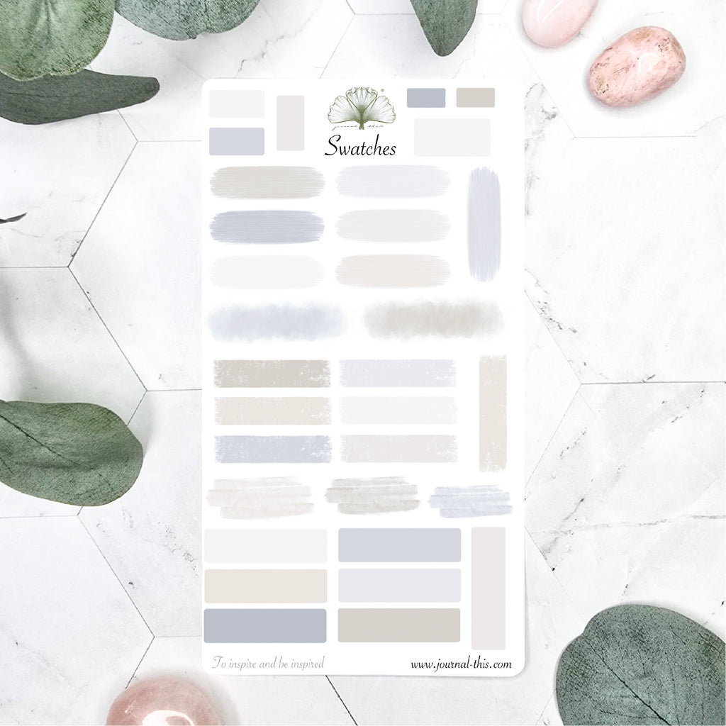 Swatches vegen stickers blokken boxes