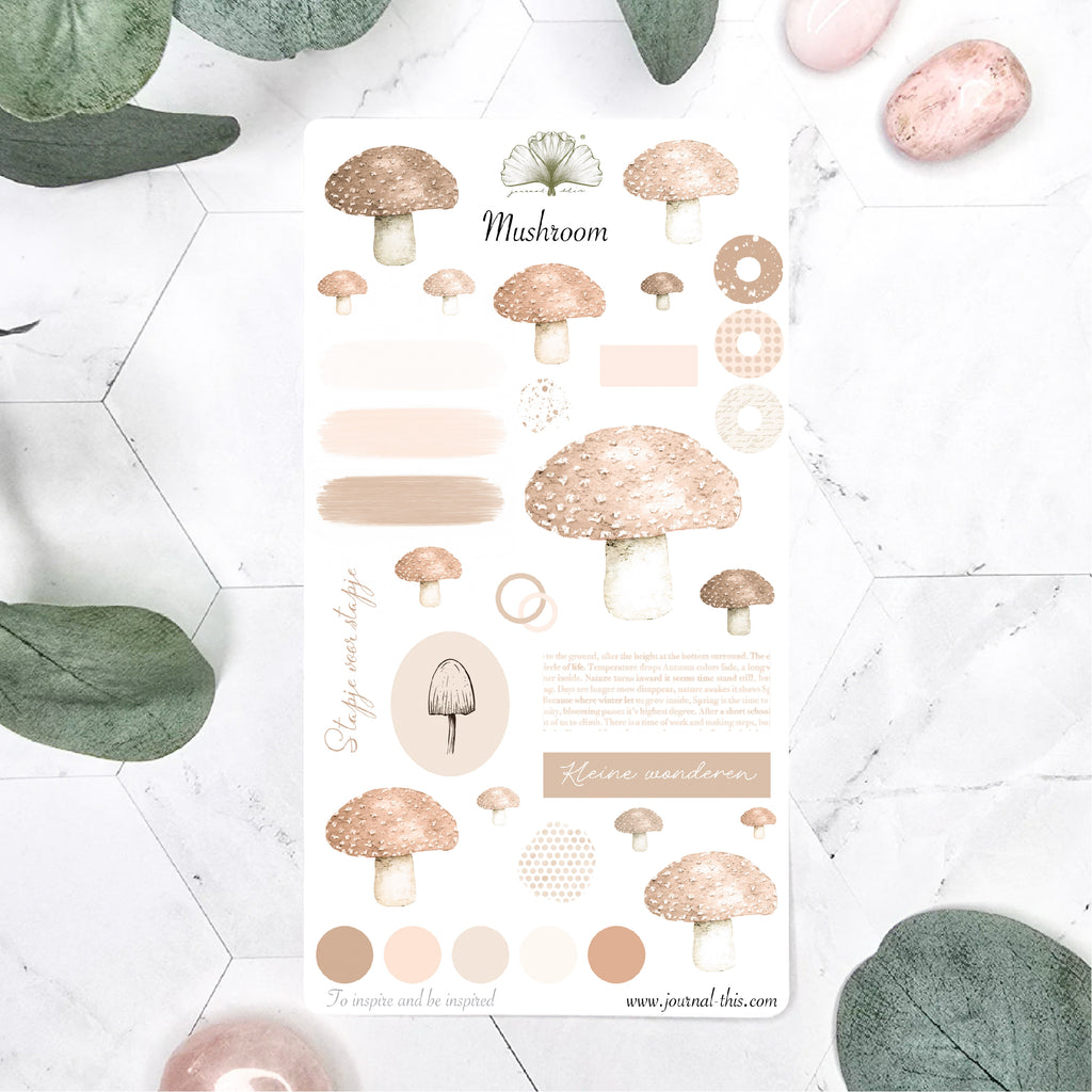 Thema stickers paddenstoelen bruin nude herfst