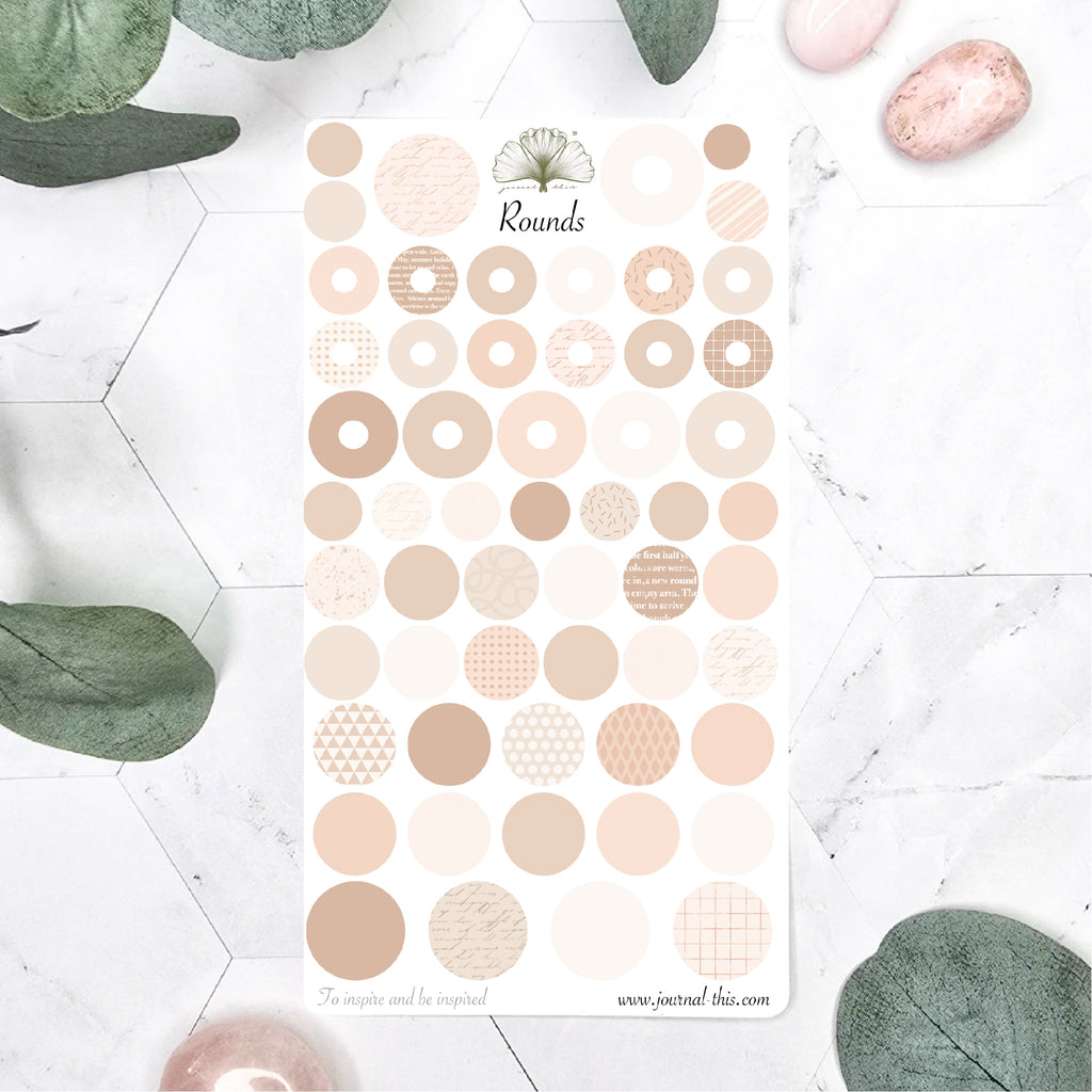 Thema stickers paddenstoelen stippen cirkels rondjes bruin nude herfst