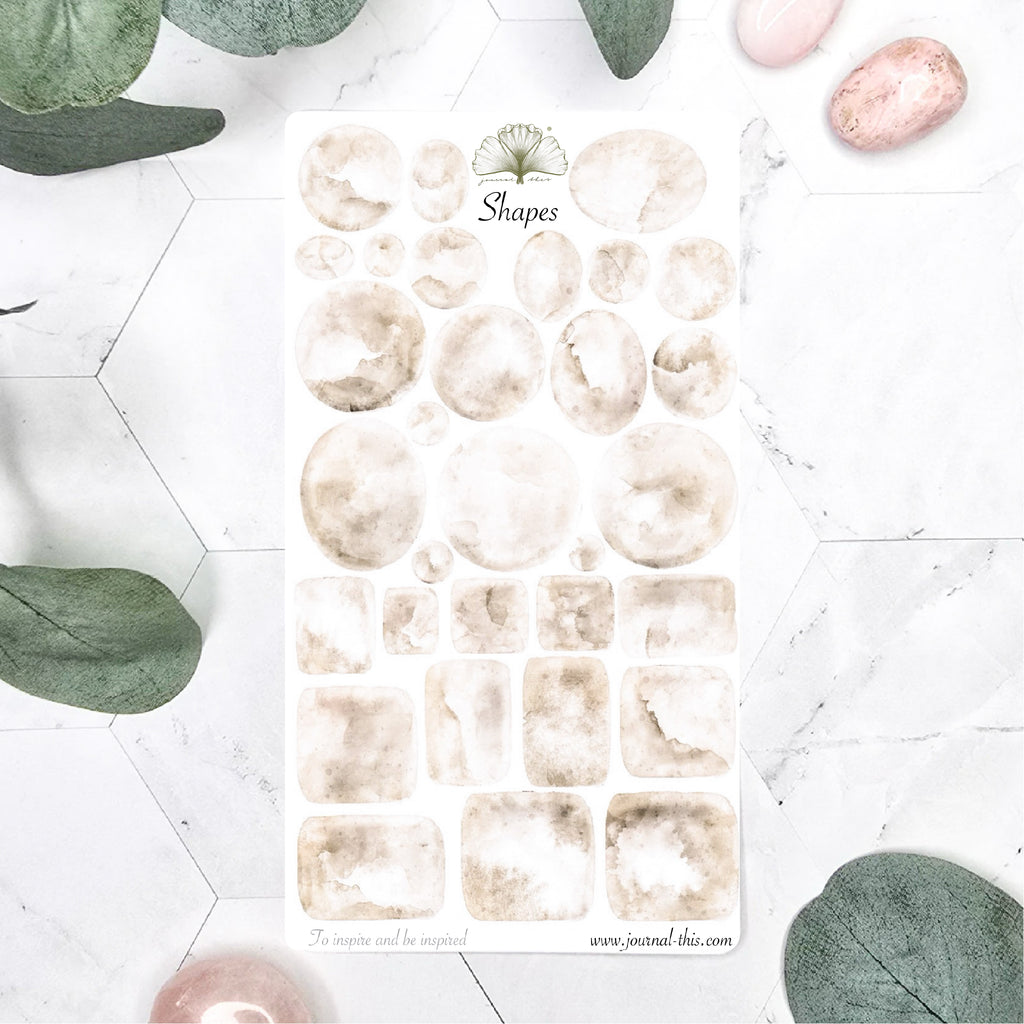 Watercolor effect stickers bullet journal beige